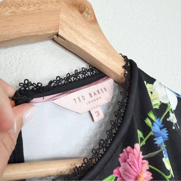 Ted Baker Women's Daissie Florence Trim Skater Dress in black Size 3 US 8-10 - Picture 4 of 5